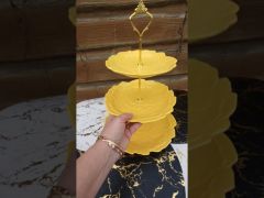 Фруктовница фарфоровая на 3 яруса "Yellow rose" Stenson MC3696 тарелка для фруктов конфетница этажерка желтая МС 3696 video 0