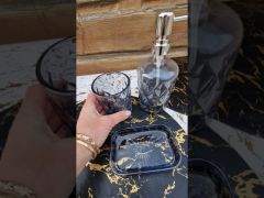Набор аксессуаров для ванной комнаты S&T Грани графит стекло арт. 888-155 video 0