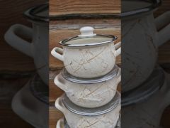 Кастрюля эмалированная 3л белый мрамор Interos 18см 701 video 0