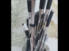 Набор кухонных ножей Edenberg с подставкой 8 пр. Черный EB-3611 video 1