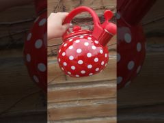 Чайник эмалированный Zauberg 2,2 л со свистком Горох Белый FT7-25 / L video 0