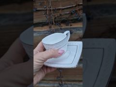 Сервиз набор кофейный12пр фарфор (чашки Квадрат/блюдца квадрат) Снеж.Королева S507006-A video 0
