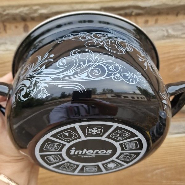Кастрюля эмалированная 5,7 л серебро Interos 24см 16658