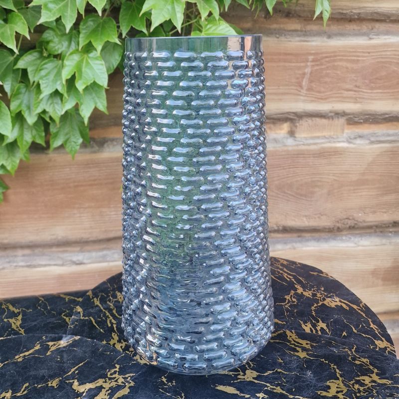 Ваза Bona Ancient Glass Флора 19х32. 5 см стекло голубая 591-244