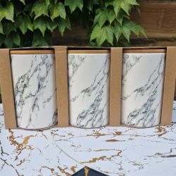 Набор керамических банок 800мл Bonadi бамбук крышка Marble Белая 304-977