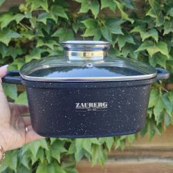 Кастрюля Казан Zauberg 4,4 л 24 см мрамор 1224 Черная