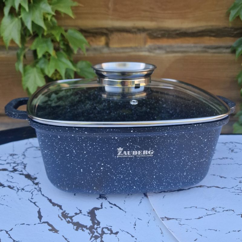 Кастрюля Казан Zauberg 4,4 л 24 см мрамор 1224 Черная