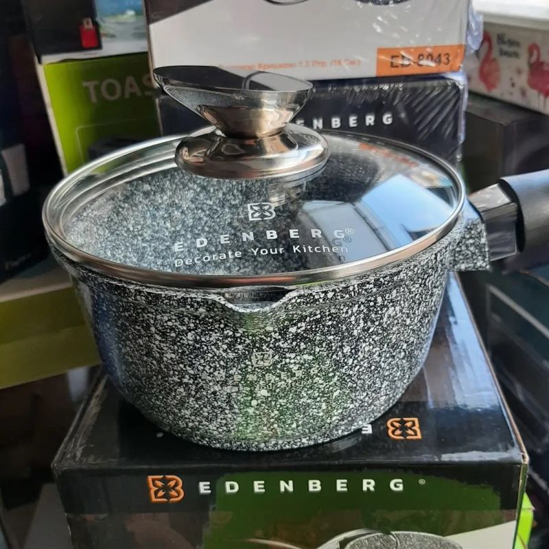 Ковшик Edenberg 1.9л 18см EB-8046 с антипригарным гранитным покрытием и крышкой
