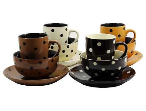 Набор 3-пр Interos (чашка + пиала + тарелка) Коричнев KW 129