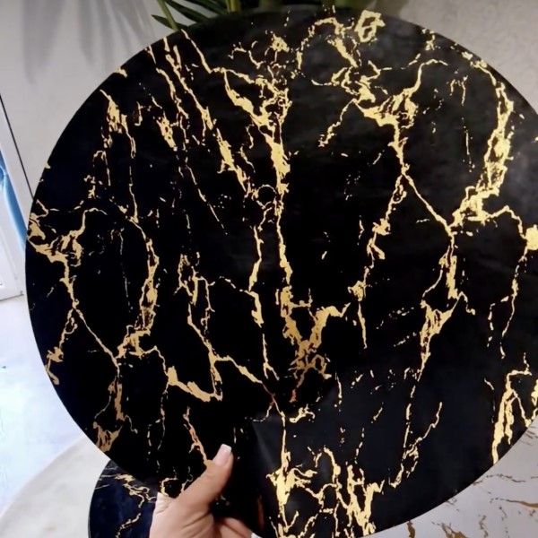 Подтарельник круглый Бонади 38см Marble черный мрамор с золотом 444-027