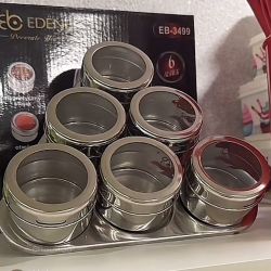 Набор для специй Edenberg EB-3499 на треугольной магнитной подставке Набор баночек для специй 6 шт + подставка