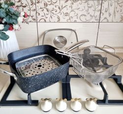 Сковорода сотейник фритюрница пароварка 3в1 Edenberg 24 см А 8257-2