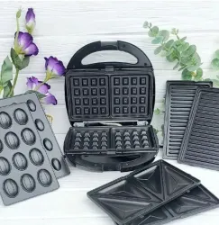 Гриль, сендвичница, бутербродница, вафельница, орешница Domotec MS-7704 4 в 1